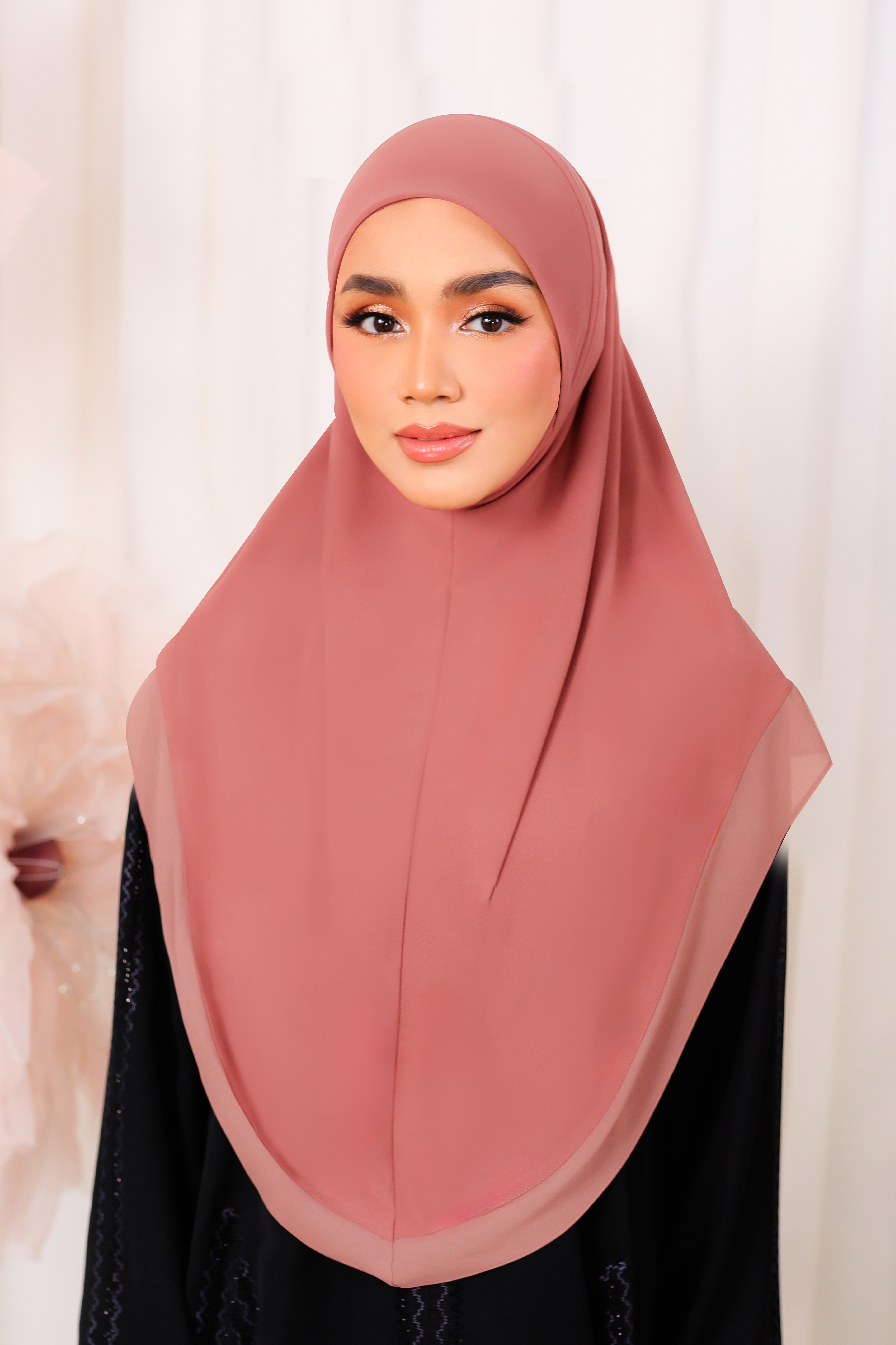 Indah Basic Tudung Sarung in Peach Pink